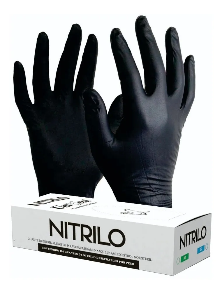 GUANTE DE NITRILO NEGRO LP UNISEAL C/100