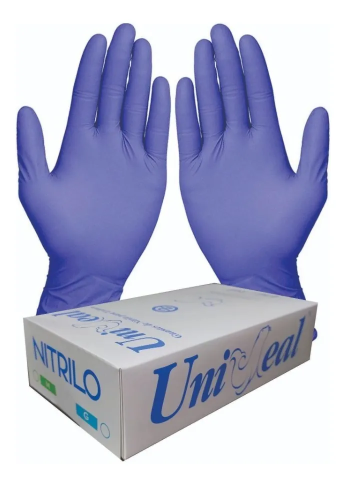 Guante de nitrilo púrpura LP Uniseal caja con 100 pzs