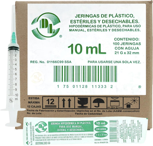 JERINGA 10 ml C/AGUJA 21x32 c/100