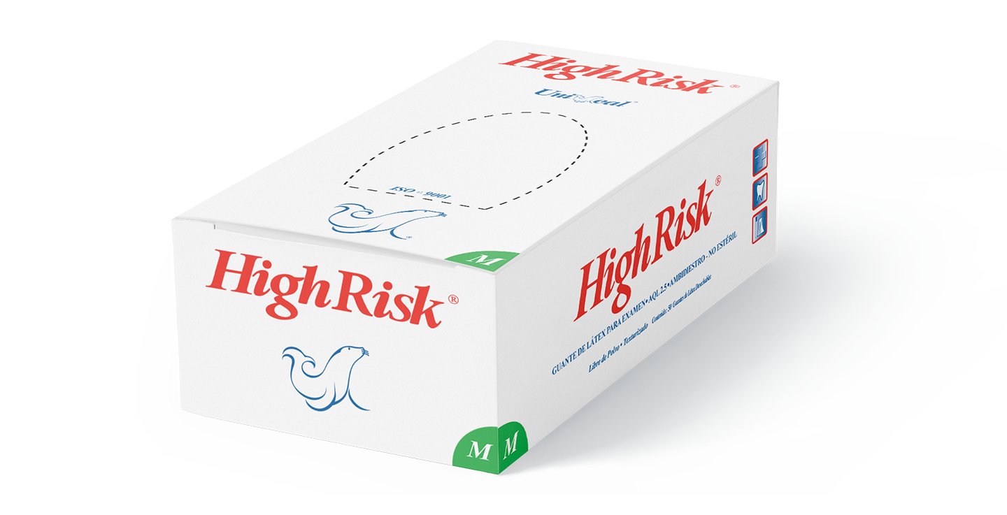 HIGH RISK, guante químico desechable de látex 12 g